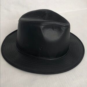 WILSONS Black Leather Fedora, size Large